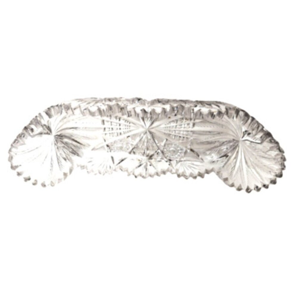 Antique RARE American Brilliant Cut Crystal Glass Celery 12” x 4.25” Dish. - Picture 8 of 16